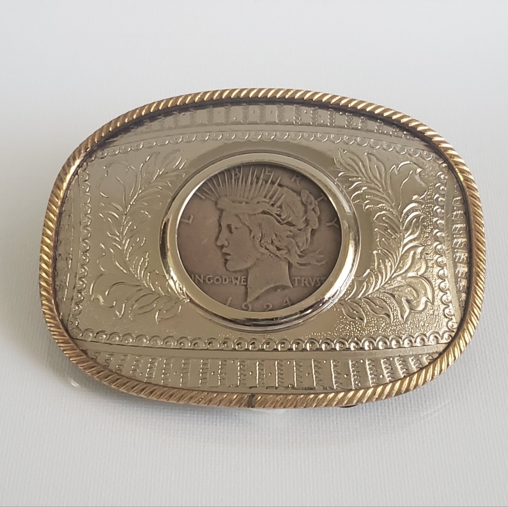 Vintage GERMAN SILVER Engraved Belt Buckle